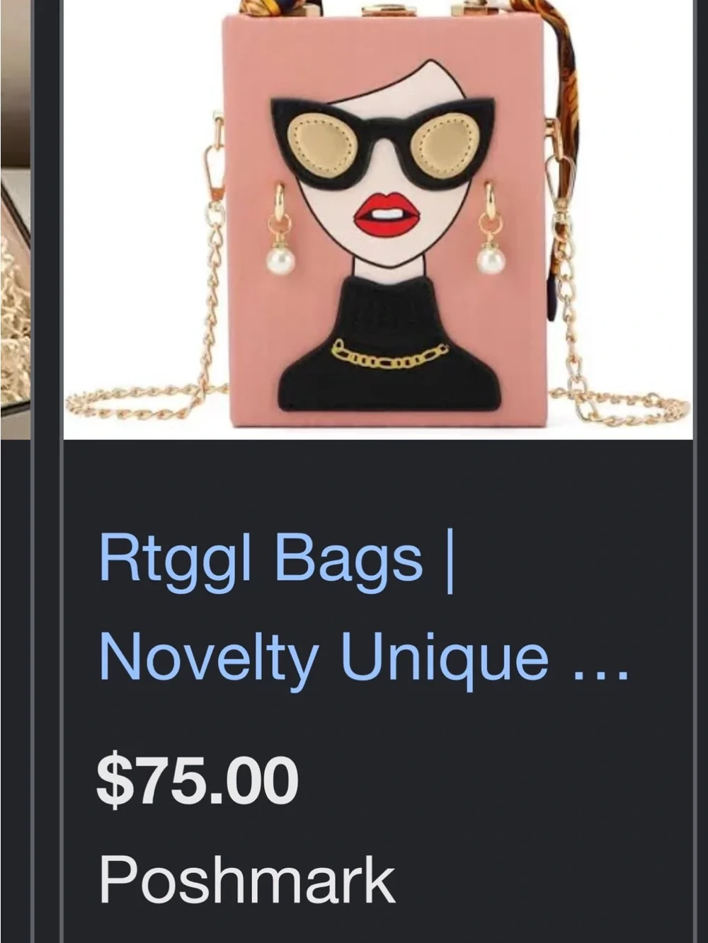 Pink Novelty lady Face Clutch wristlet Bag with Sunglasses Motif Brand New!